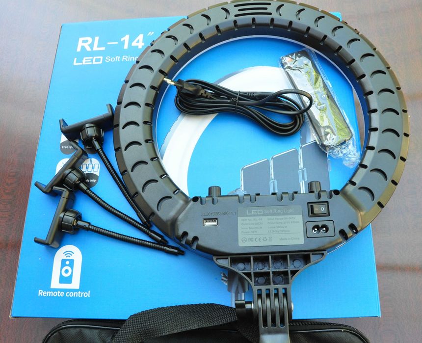 Професійна кільцева лампа 36см led лампа блогера з тримачами та сумкою