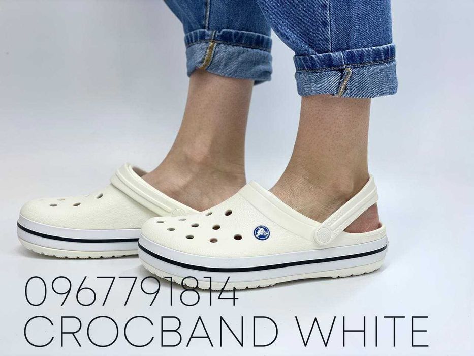 Crocs Crocband Clog White Белые кроксы сабо размеры в наличии (36-44)