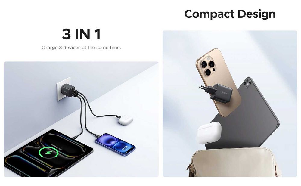 Зарядні пристрої UGREEN GaN Fast Charger 20W (X514) / 30W (X515)