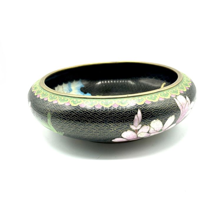 Taça cloisonné com flores