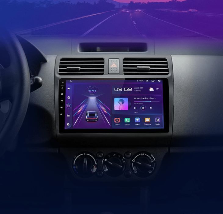 Suzuki Swift 2003-2010 – Radio Android 15 9" CarPlay Android Auto 6GB/128GB GPS Nawigacja Stacja Multimedialna WiFi Bluetooth DSP 4G LTE PL