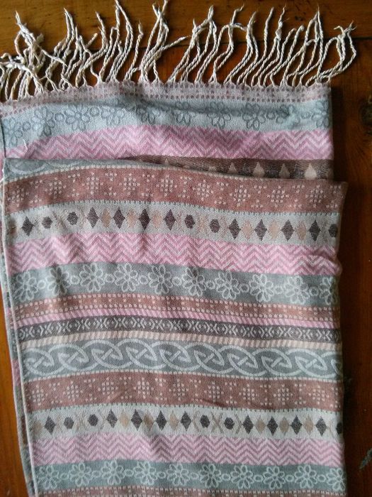 szal damski kolorowy z kaszmirem, hand made