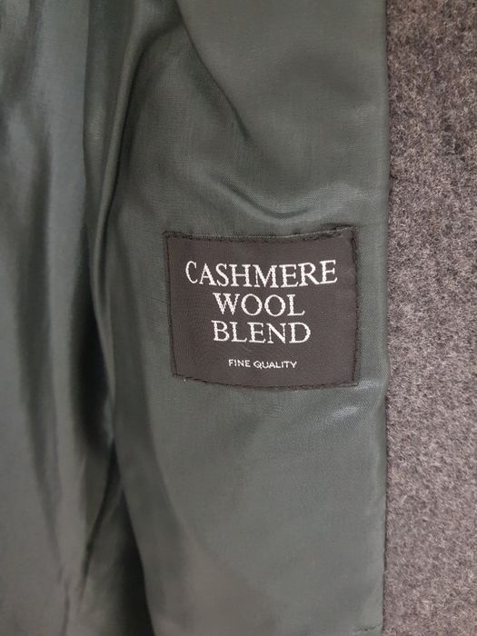 Casaco comprido mulher lã caxemira fazenda cinzento escuro NOVO