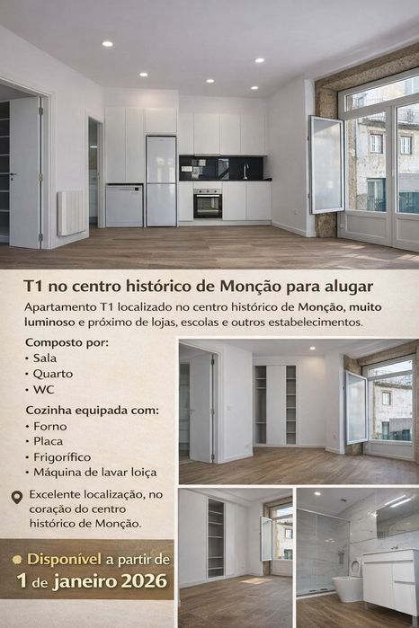 T1 alugar no centro histórico de Monção