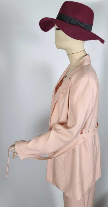 Garnitur Taranko M,L pudrowy róż, tencel i len. Marynarka i spodnie.