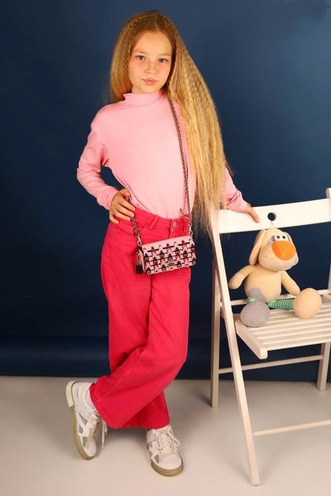 Гольф для девочки, белый и розовый, 122-152 см