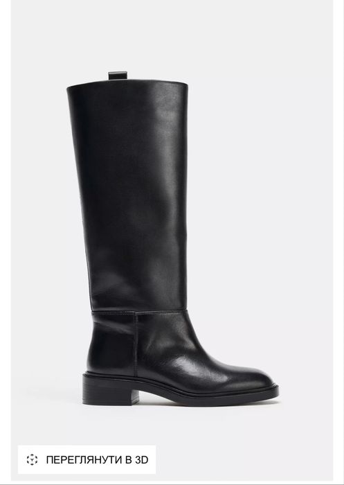 Шкіряні чоботи Zara 37 38 р. Чоботи в жокейському стилі zara