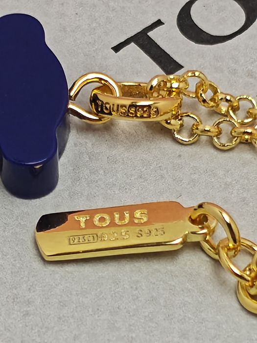 Naszyjnik z misiem żółte srebro vermeil 925 z tygrysim okiem