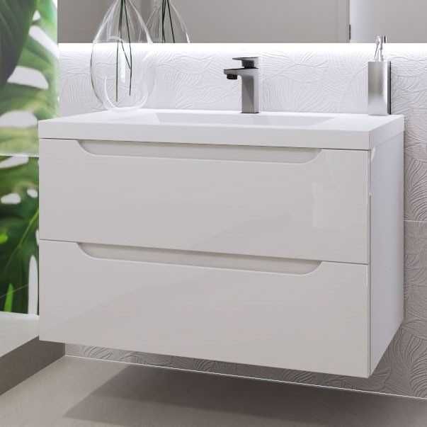 Szafka Łazienkowa z umywalką 80 cm ETNA Biały Połysk Nowa