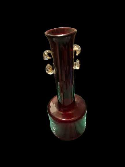 Szklany wazon z kokardkami – Huta Szkła Tarnowiec | PRL