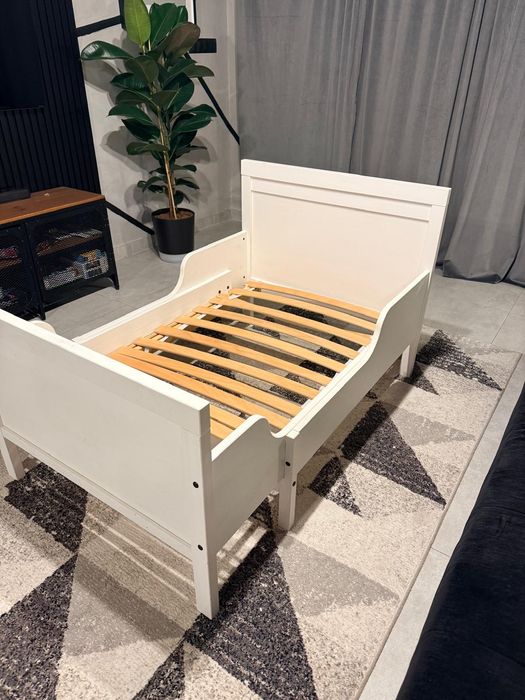 Ikea Sundik Białe łóżko rozsuwane