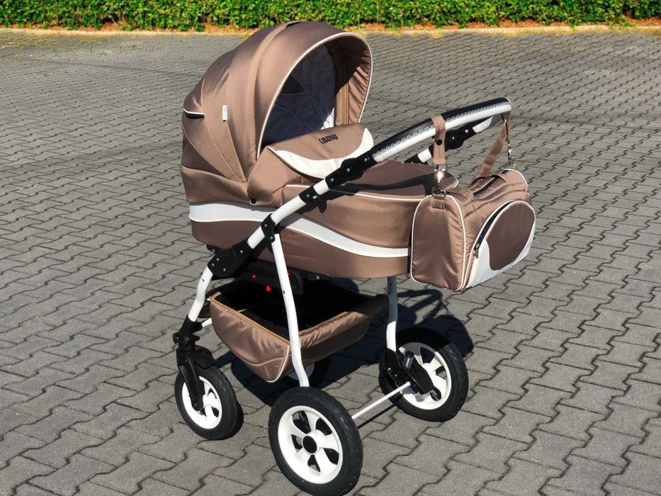 Nowy wózek dziecięcy 2w1 Bebekitto Grono gondola spacerówka pompowane koła amortyzacja komplet akcesoriów