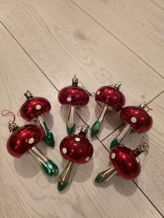Bombki grzybki PRL 7 sztuk