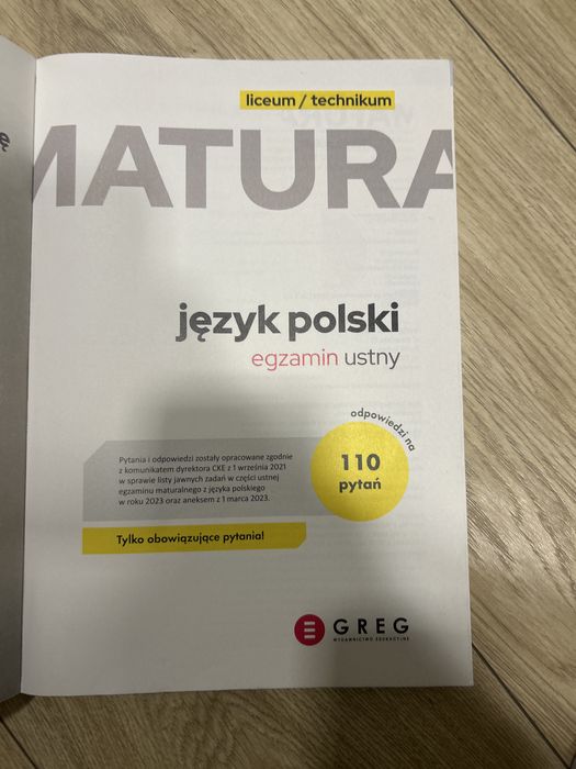 Matura jezyk polski pytania ustne opracowanie