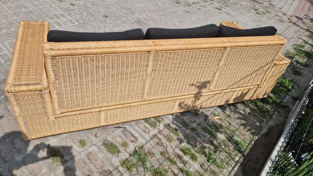 Sofa rattanowa 3os funkcja spania z rattanu ogrodowa naturalna RATTAN