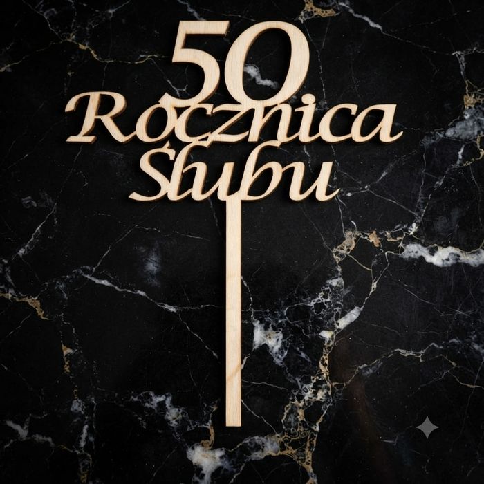Topper na 50. Rocznicę Ślubu – Elegancka Dekoracja Tortu/Kwiatów