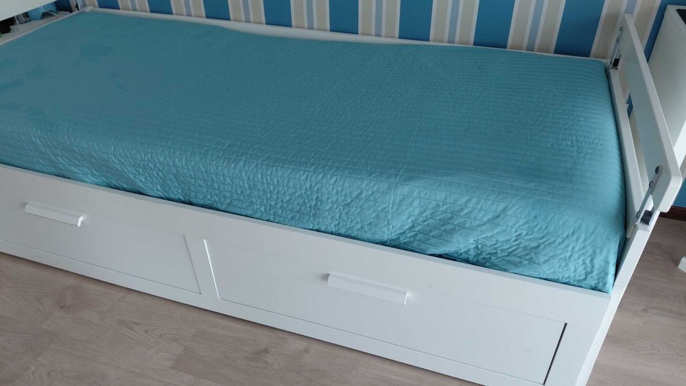 BRIMNES Cama indiv/dupla c/2 gav, branco, 80x200 cm