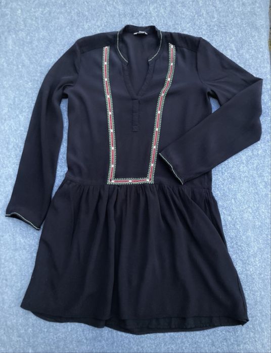 Czarna sukienka 36 Esprit boho odcięta haftowana #boho