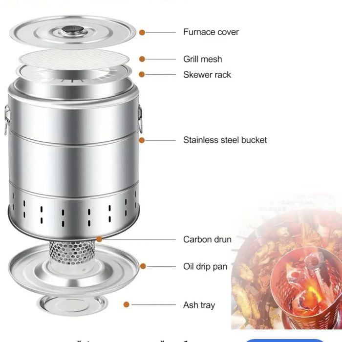 Портативний мангал-бочка з шампурами - ідеально для пікніка!