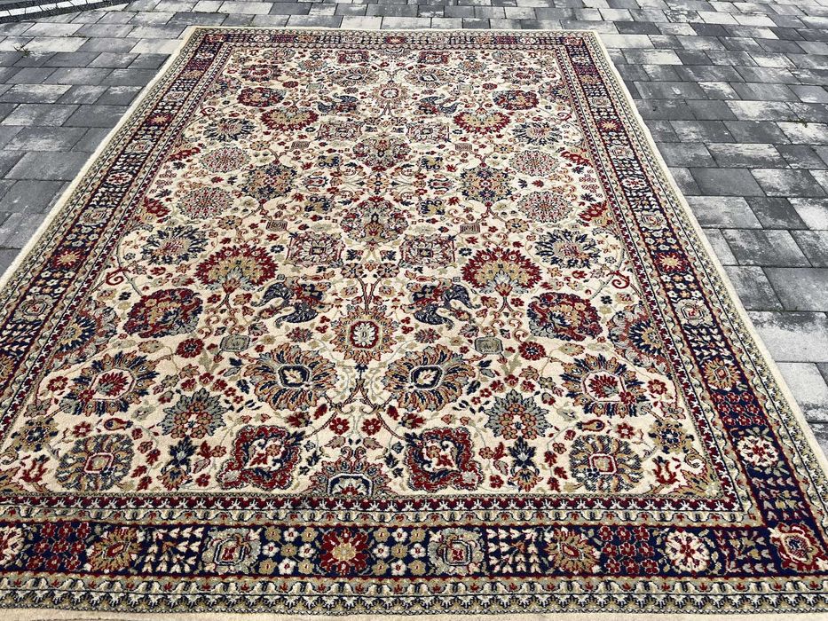 Dywan wełniany 286x202 klasyczny wzór perski orient beż bordo