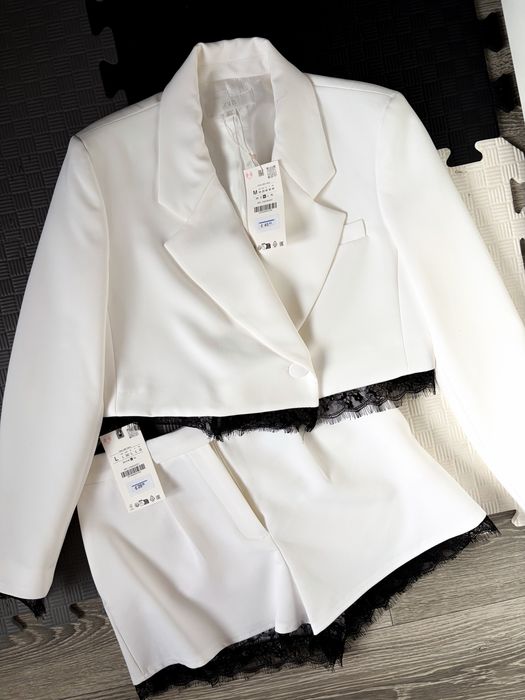 Костюм Zara кофта та блейзер з мереживом