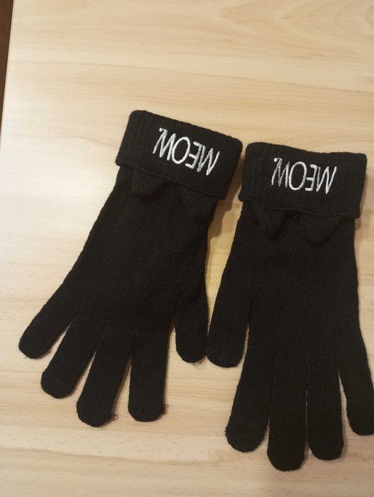Czarne rękawiczki dzianinowe divided h&m rozm. uniwersalny