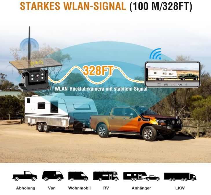 Solarna kamera cofania bezprzewodowa 9600 mAh Wifi