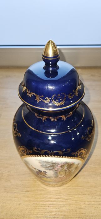Vaso em porcelana Frazarte azul cobalte