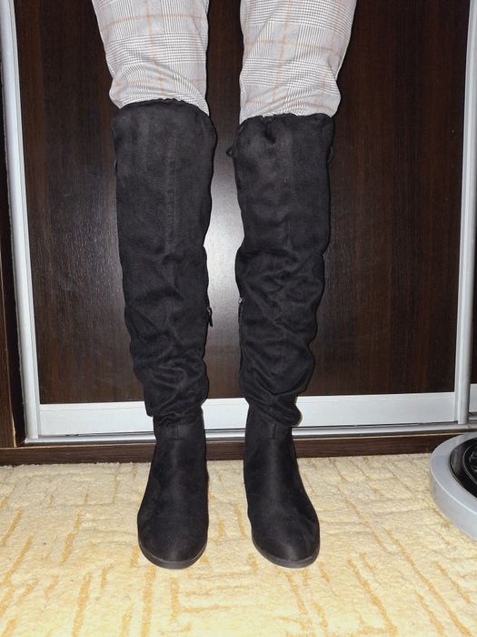 Идеальные сапоги высокие ботфорди базовые без каблука 39