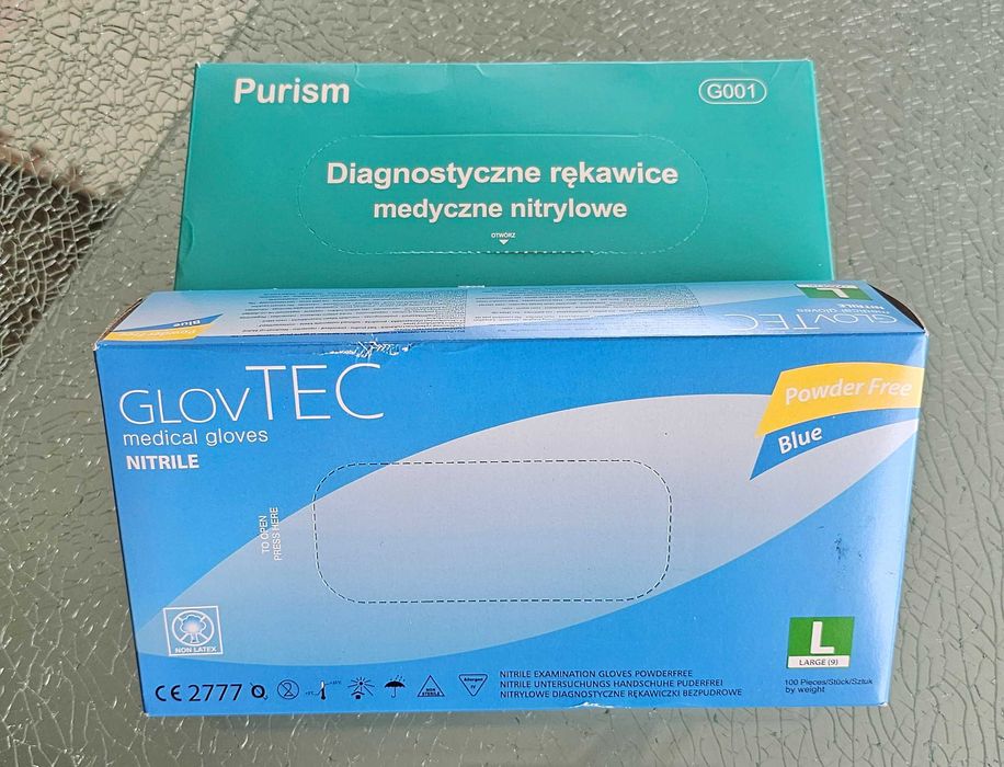 Rękawice rękawiczki Nitrylowe niebieskie L bezpudrowe jednorazowe medyczne