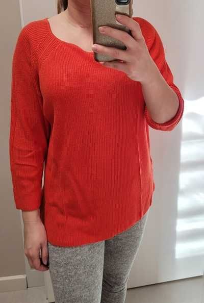 Pomarańczowy sweter / pulower z 3/4 rękawem, Reserved, XL (42)
