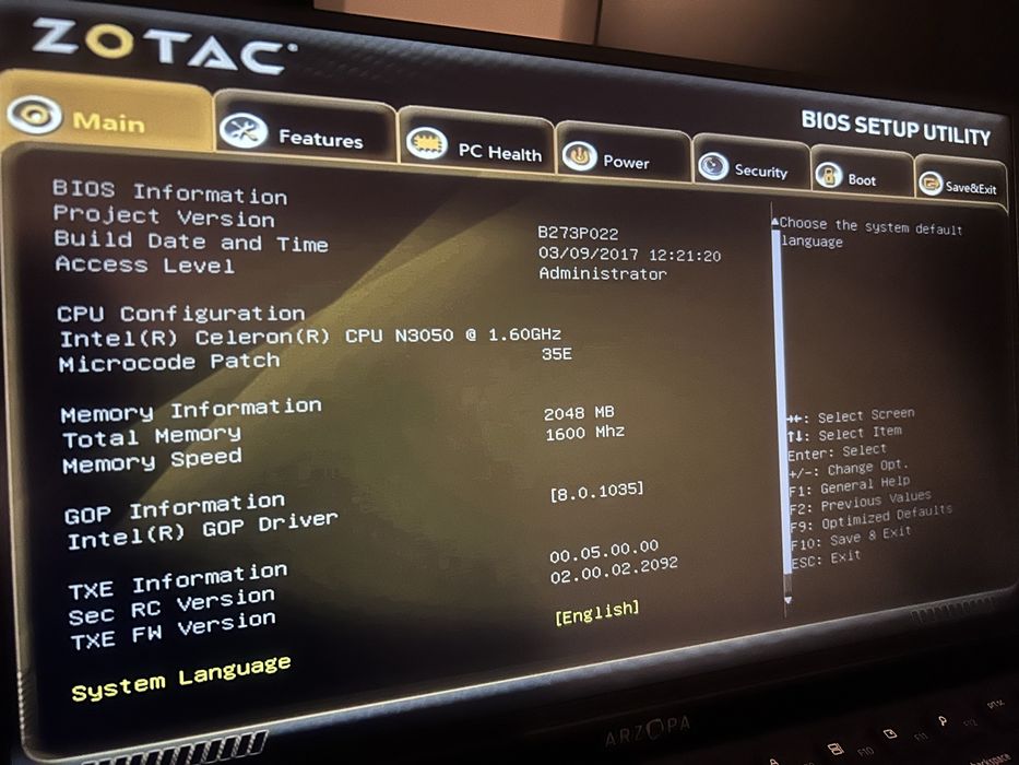 Mini pc, terminal Zotac ZBOX BI322 N3050/8GB RAM/32GB/Win10 home lab