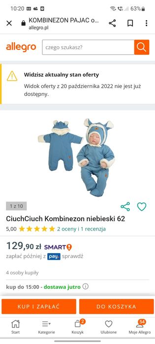 Kombinezon niemowlęcy rozm. 62 z czapeczkąi chustką