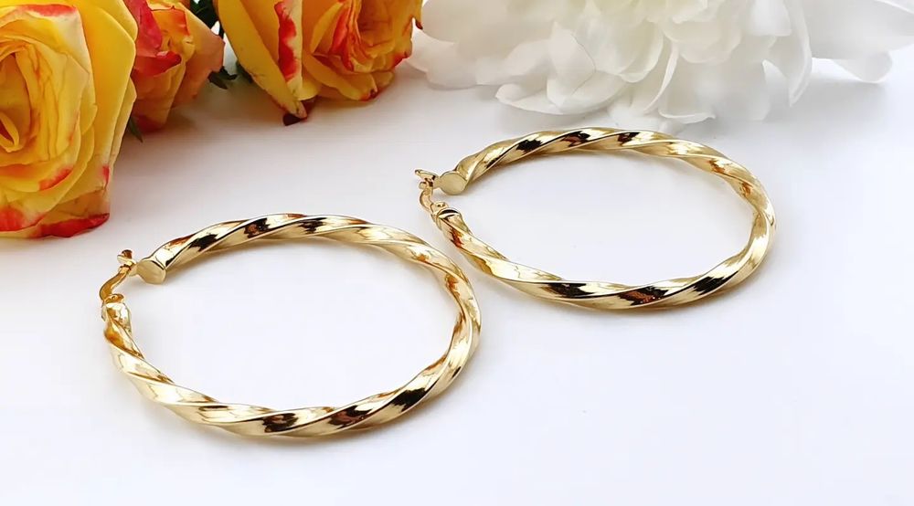 Złote nowe kolczyki koła pr585