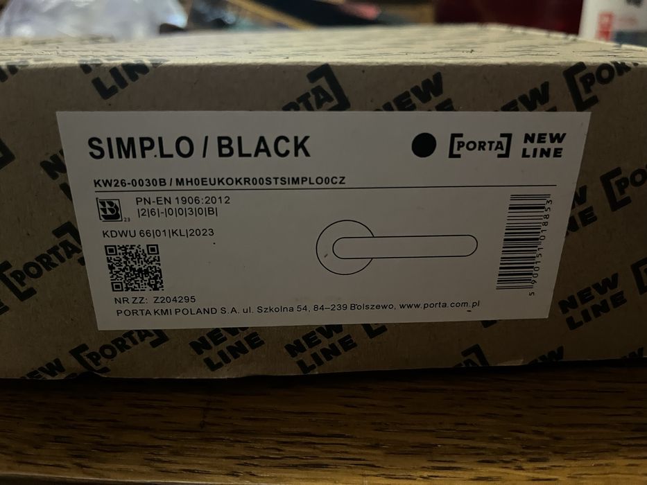 Klamka do drzwii Porta KW26-0030B Simplo Black Premium