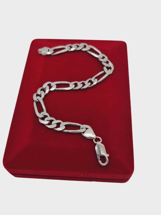 Śliczna srebrna bransoleta Figaro 925 20,55g 22cm