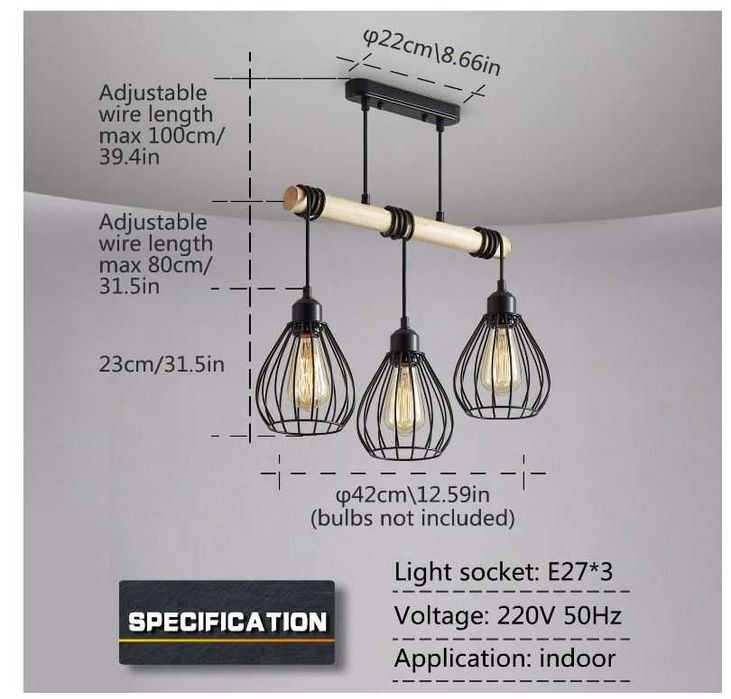 Lampa potrójna wisząca ENCOFT