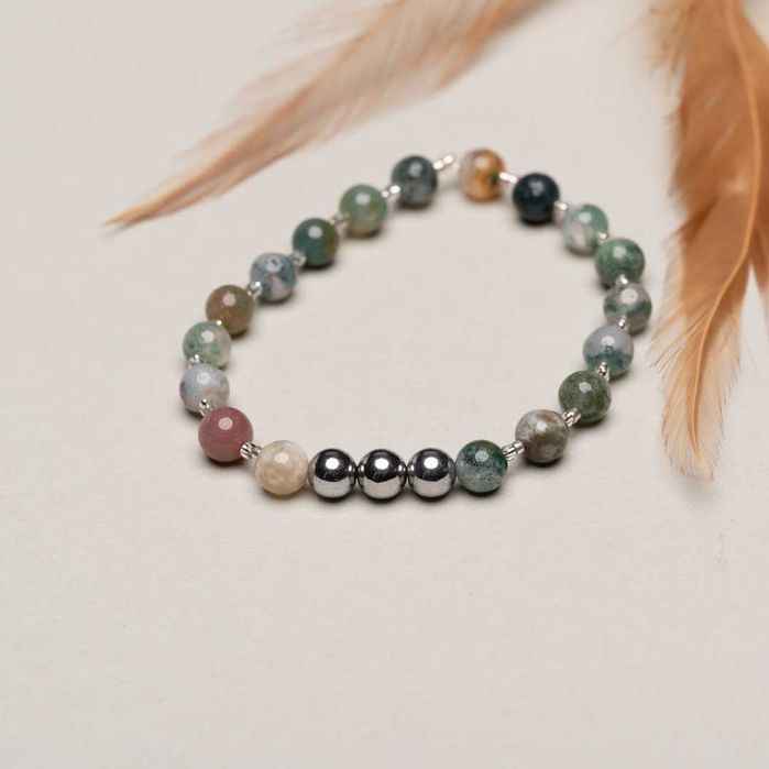 bransoletka kamień naturalny Agat Indiański , hematyt