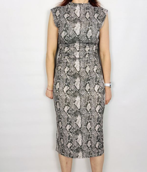 Sukienka midi w wężowy wzór bez rękawów S 36 H&M