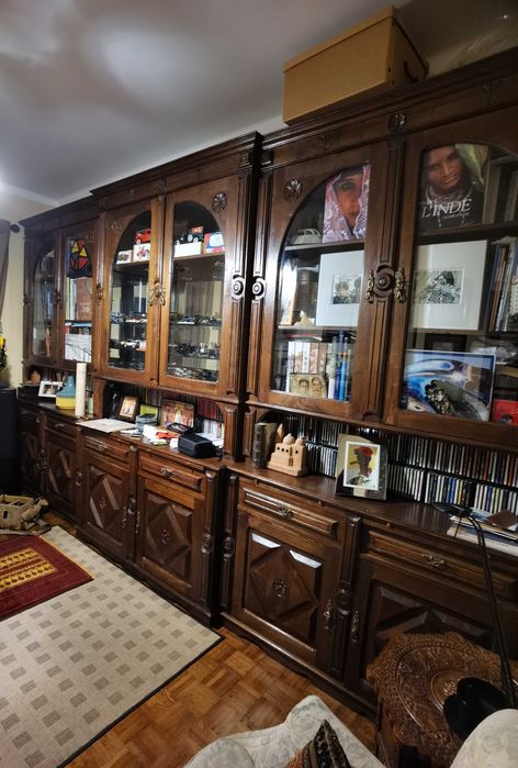 Móvel Bibioteca, Vitrina, gavetas e armário