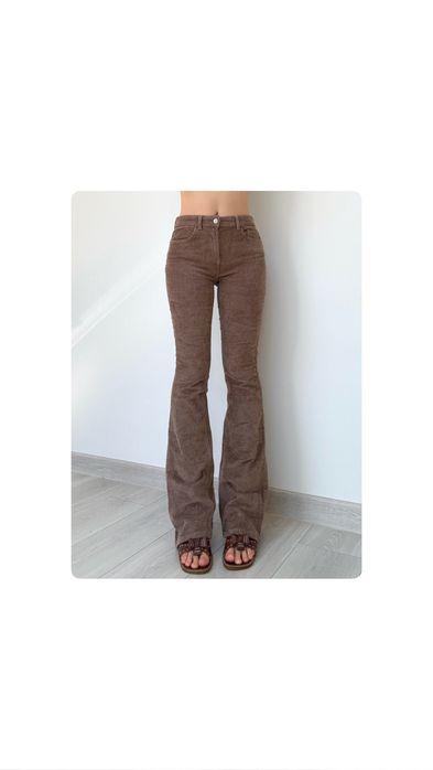 Джинсы 38 m only вельветовые коричневые высокая талия посадка клёш flared bootcut ретро винтаж vintage y2k