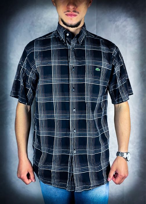(S) Lacoste Nowa Męska Brązowa Markowa Koszula z Krótkim Rękawem Stylowa na co Dzień