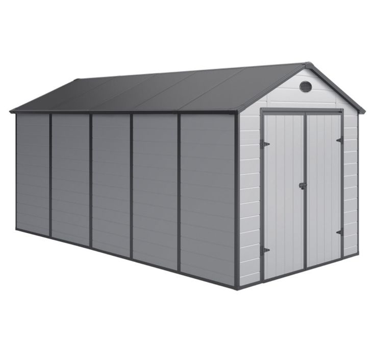 Abrigo de jardim em resina cinzento 11m² + kit de fundação