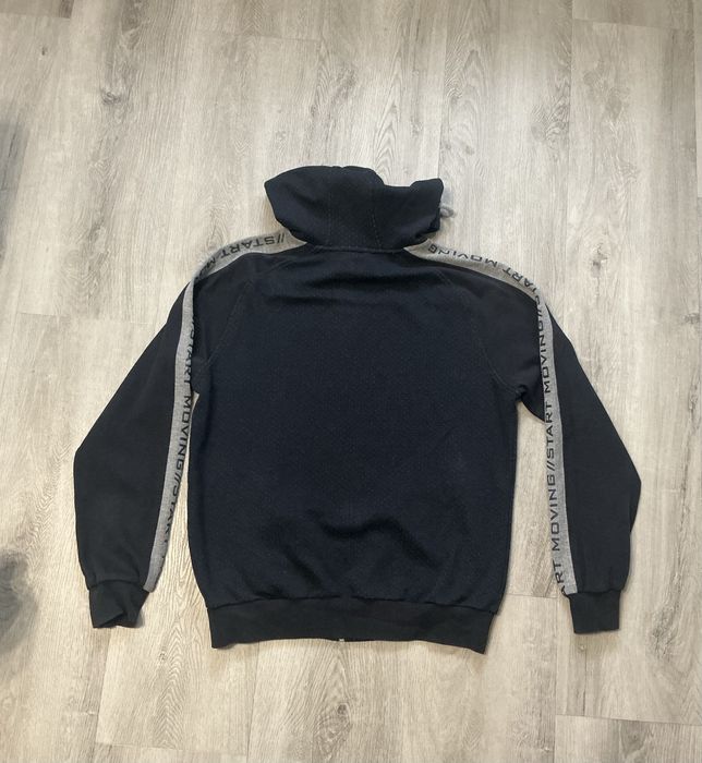 Bluza rozpinana z kapturem kieszenie lampasy napisy