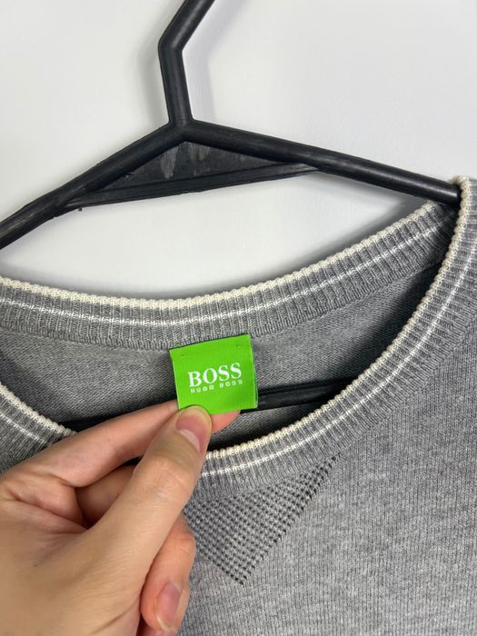 Sweter Hugo Boss logo szary męski