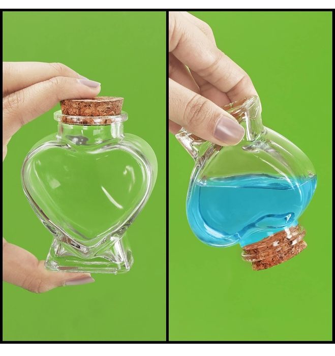 Frascos de vidro em formato coração