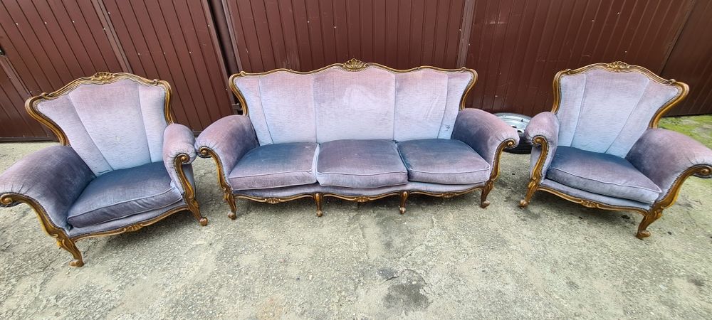 Zestaw Ludwikowski sofa i 2 fotele Francja antyczny