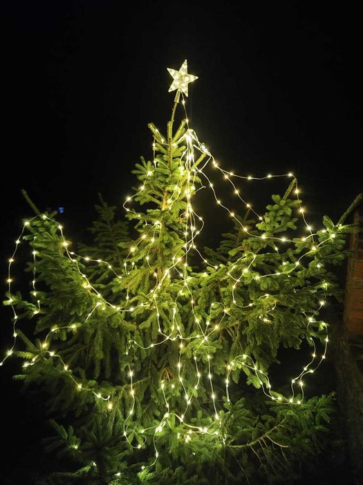 Вулична гірлянда з зірочкою на ялинку