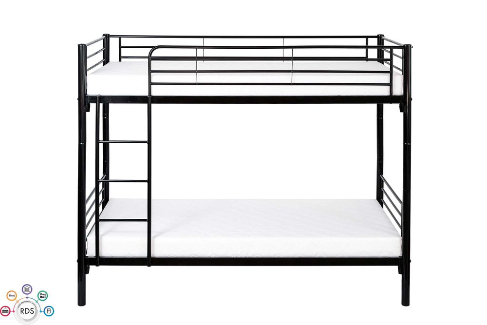 Łóżko metalowe piętrowe z materacami hotelowe kwaterowe 200x90 cm