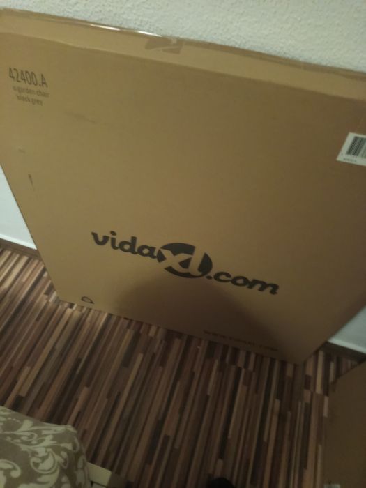 vidaXL Espreguiçadeira de exterior geométrica aço preto e cinzento